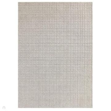 Thatch Modern Plain Geometric Grid Hand-Woven Textured Hi-Lo Ribbed Loop Pile Low-Profile Wool-Blend Greige Mist Rug-Asiatic Carpets-Rug Love - The Most Loved Rug Store